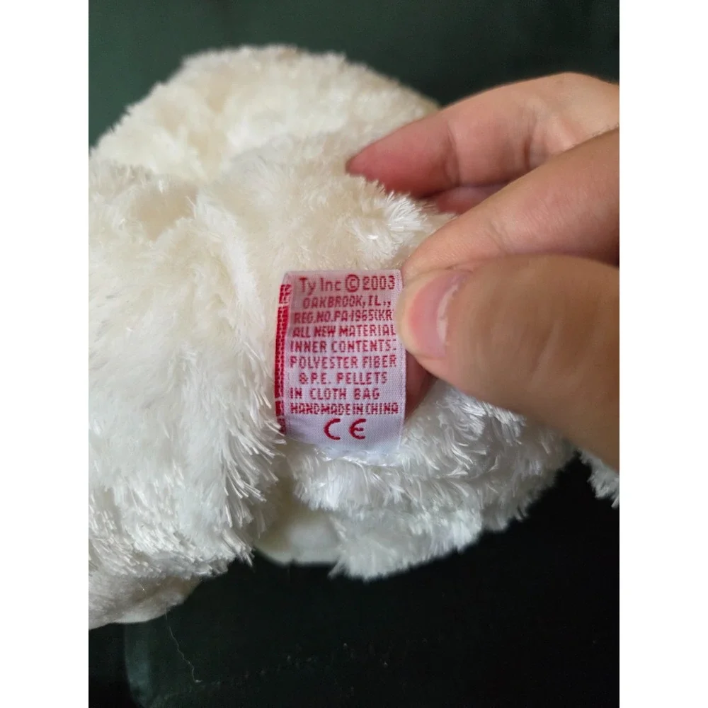 Ty Beanie Buddies Fancy White Cat Kitten Beanie Baby 2003 Pink Bow